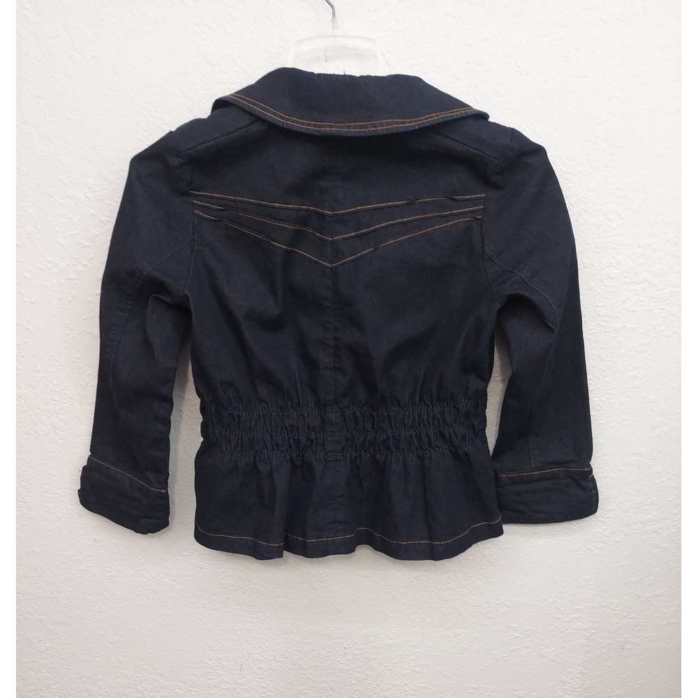 Joan Rivers Denim Jacket Womens XS Blue Dark Wash Gold Buttons Jean Stretch - Picture 2 of 11